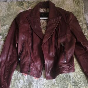Elegant Maroon Leather Jacket for Women